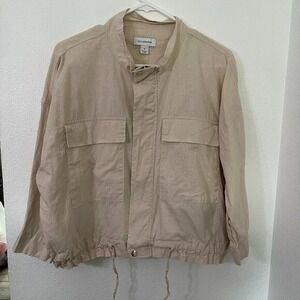 Calligraphie Beige Cropped Linen Blend Jacket Women's Size M